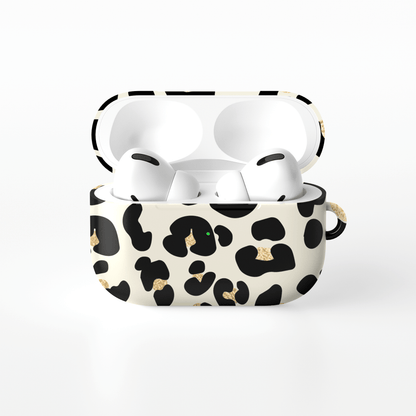 Case and Charm | Golden Prowl Leopard Print Protective Apple AirPods Case - Tech Accessories