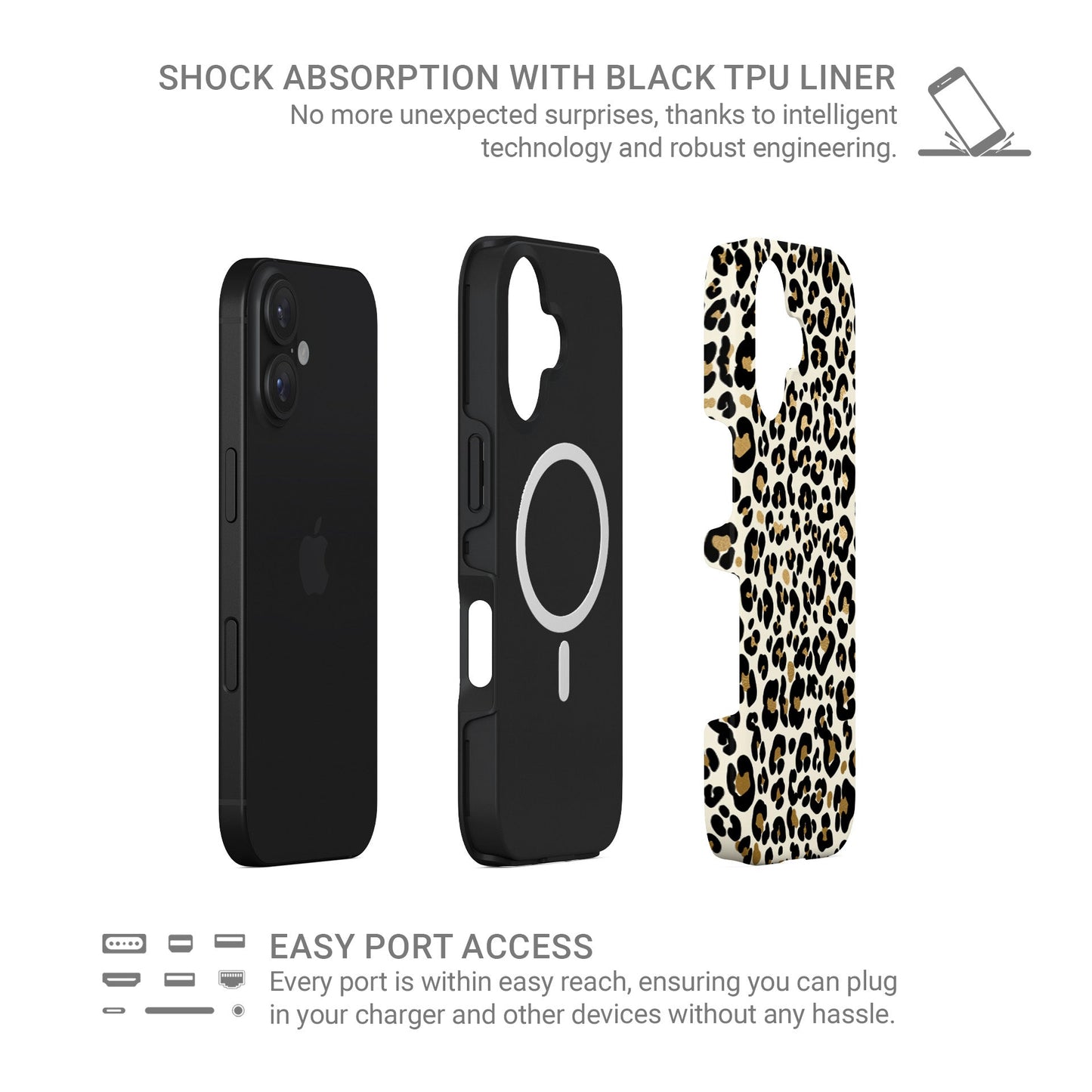 Leopard print MagSafe tough protective phone case