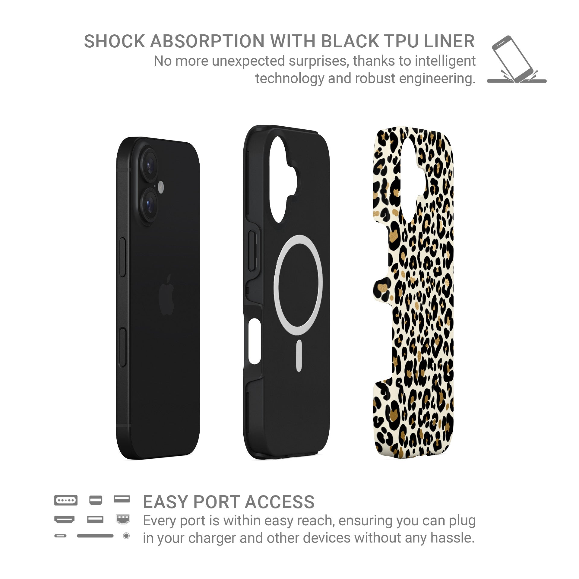 Leopard print MagSafe tough protective phone case