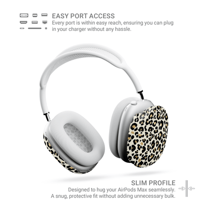 Case and Charm | Golden Prowl Leopard Print Protective Apple AirPods Max Case - Tech Accessories