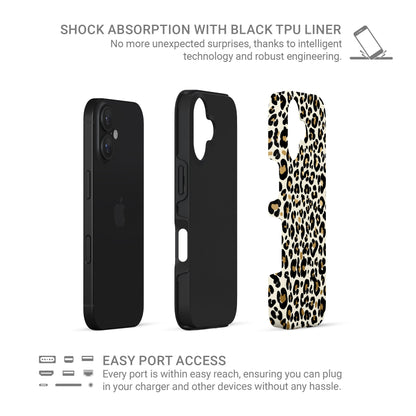 Leopard print tough protective phone case for iPhone, Samsung and Pixel