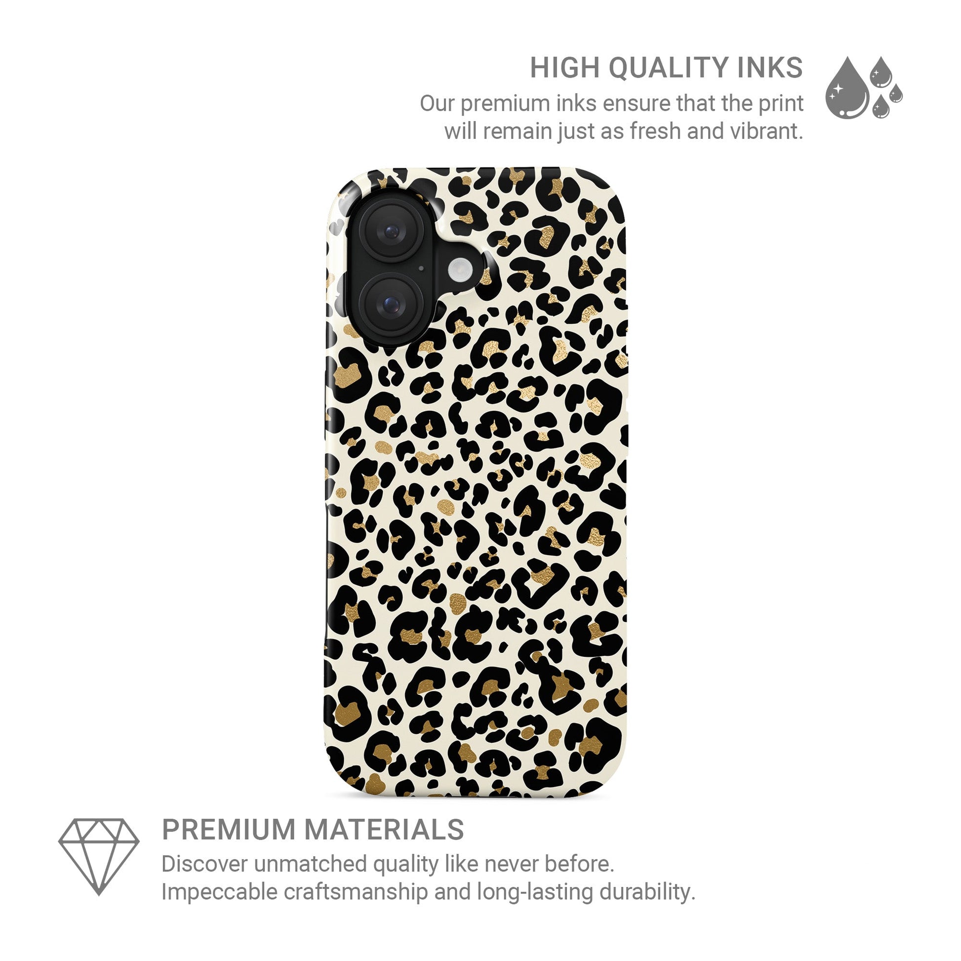 Leopard print tough protective phone case for iPhone, Samsung and Pixel