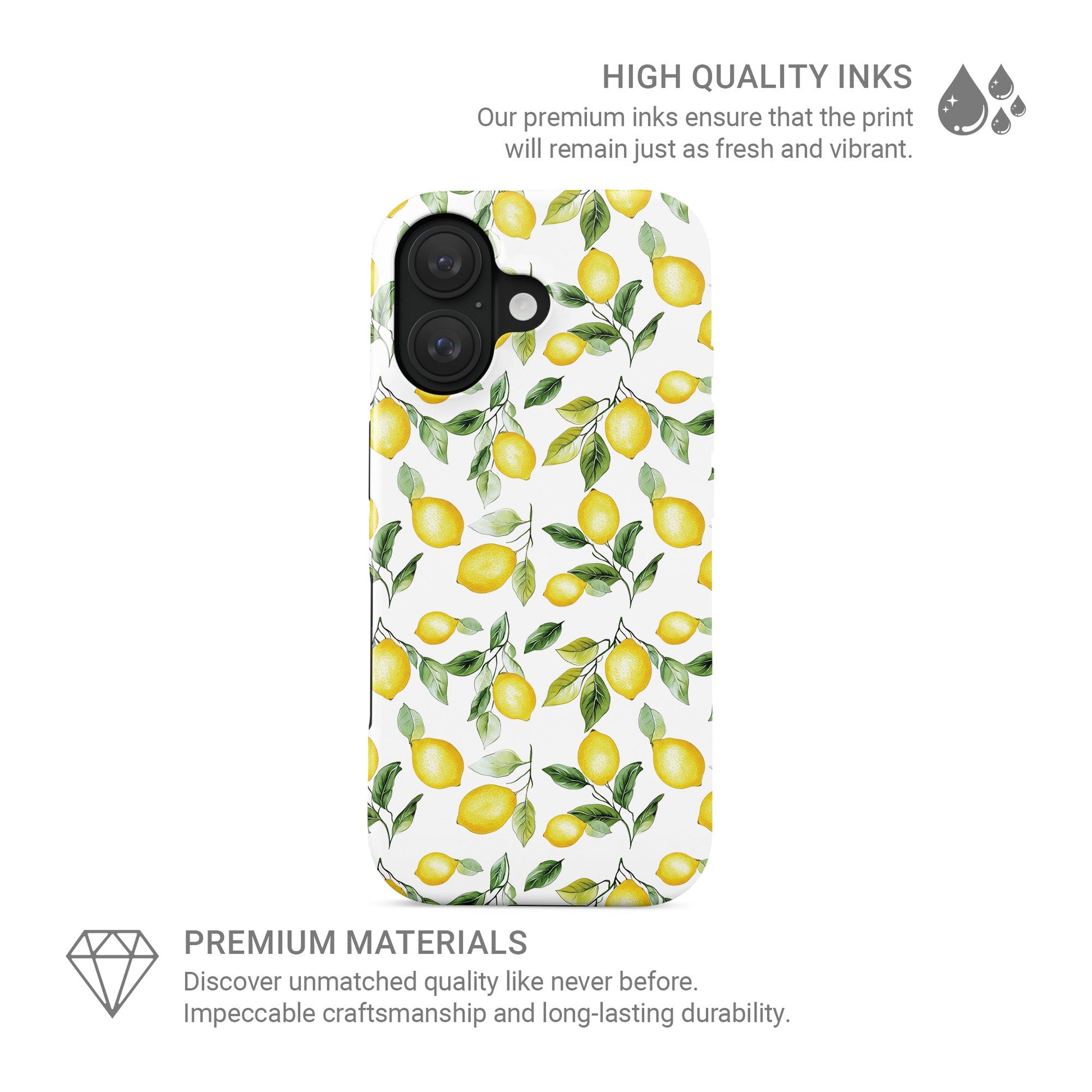 Case and Charm Lemon tough protective phone case for iPhone, Samsung and Pixel