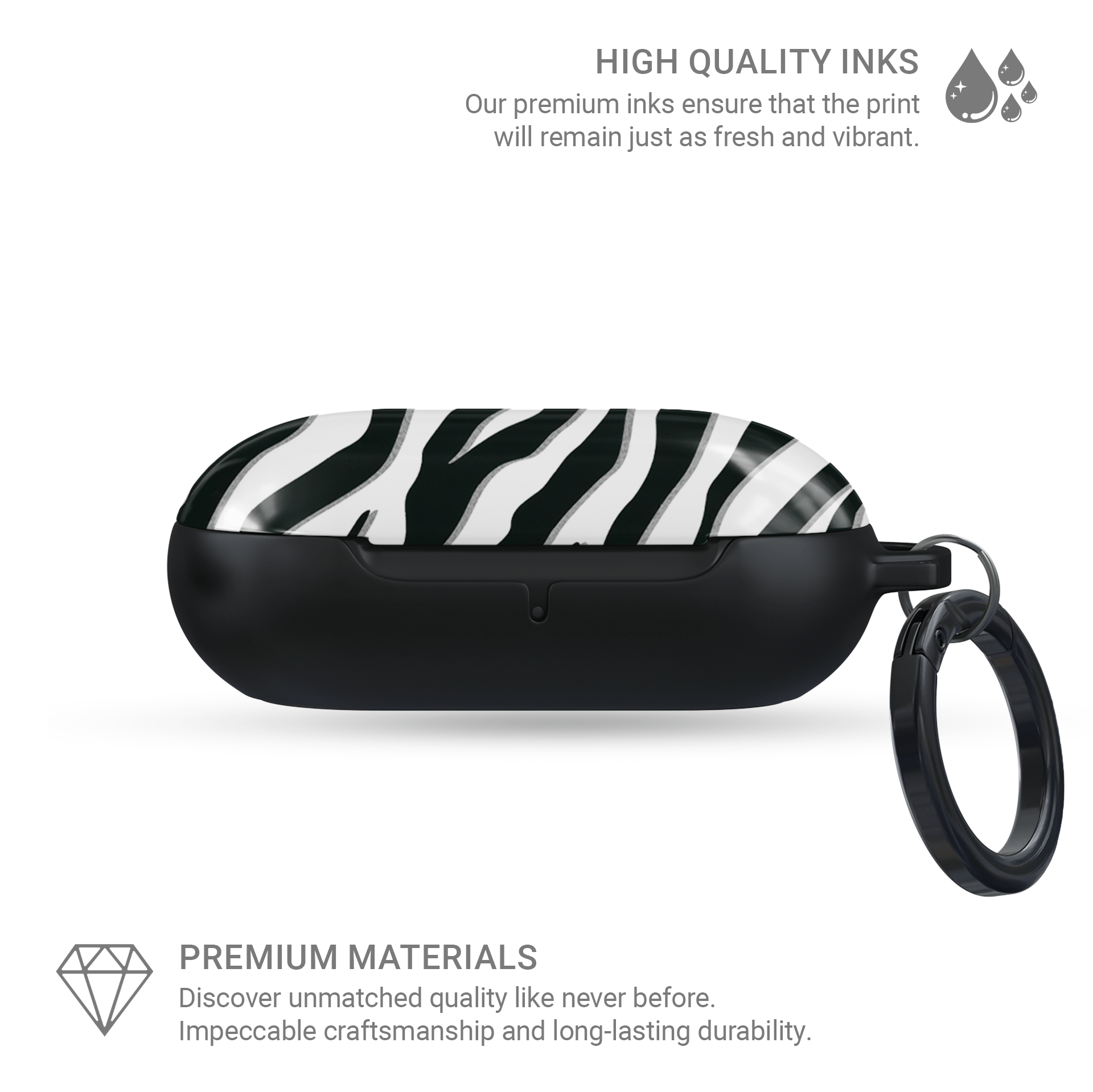 Case and Charm | Zebra Print Nocturnal Stride Protective Samsung Buds Tough Case - Tech Accessories