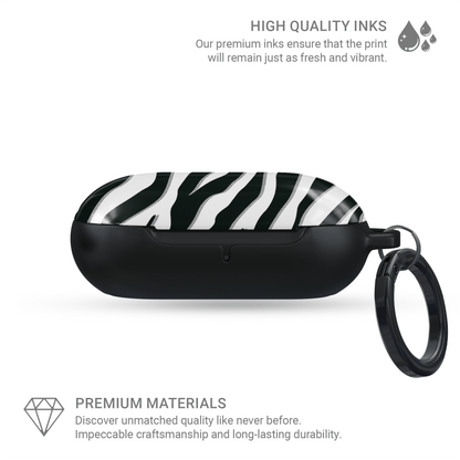 Case and Charm | Zebra Print Nocturnal Stride Protective Samsung Buds Tough Case - Tech Accessories