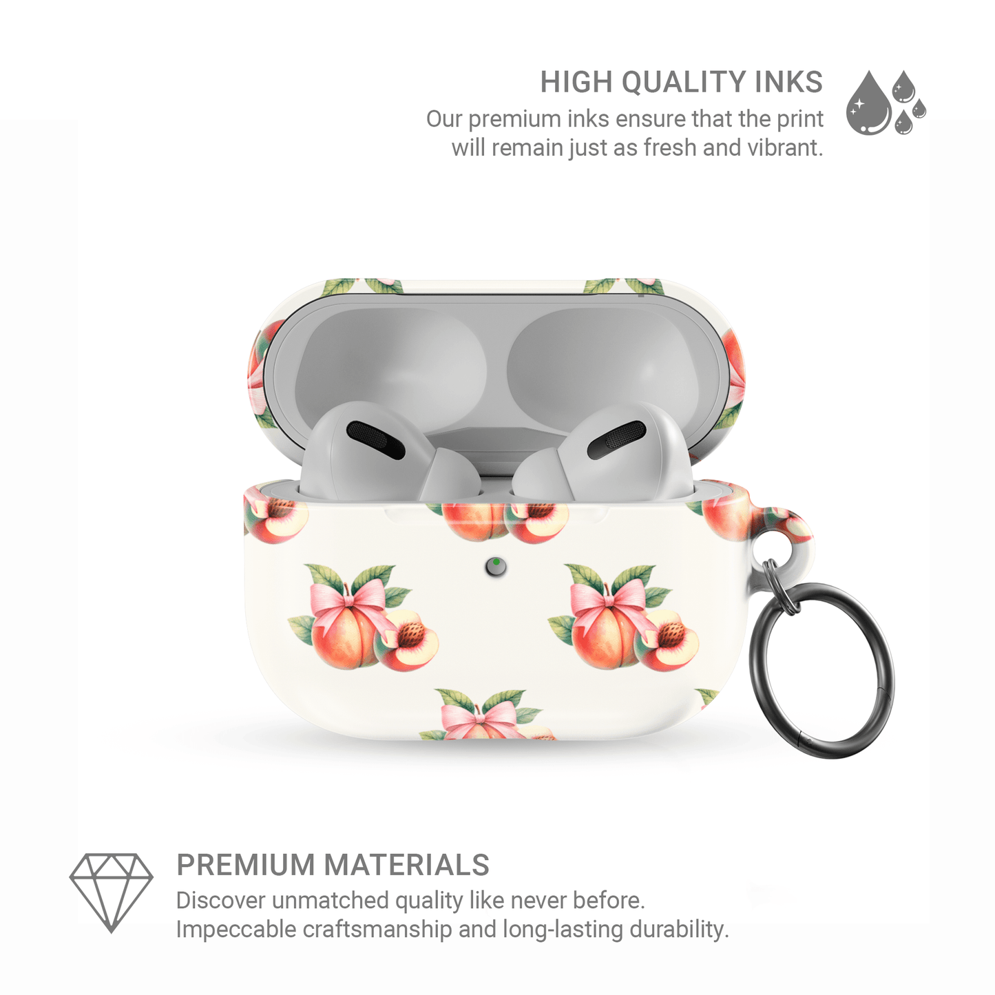 Peachy Charm | Protective Apple AirPods Tough Case - Case & Charm