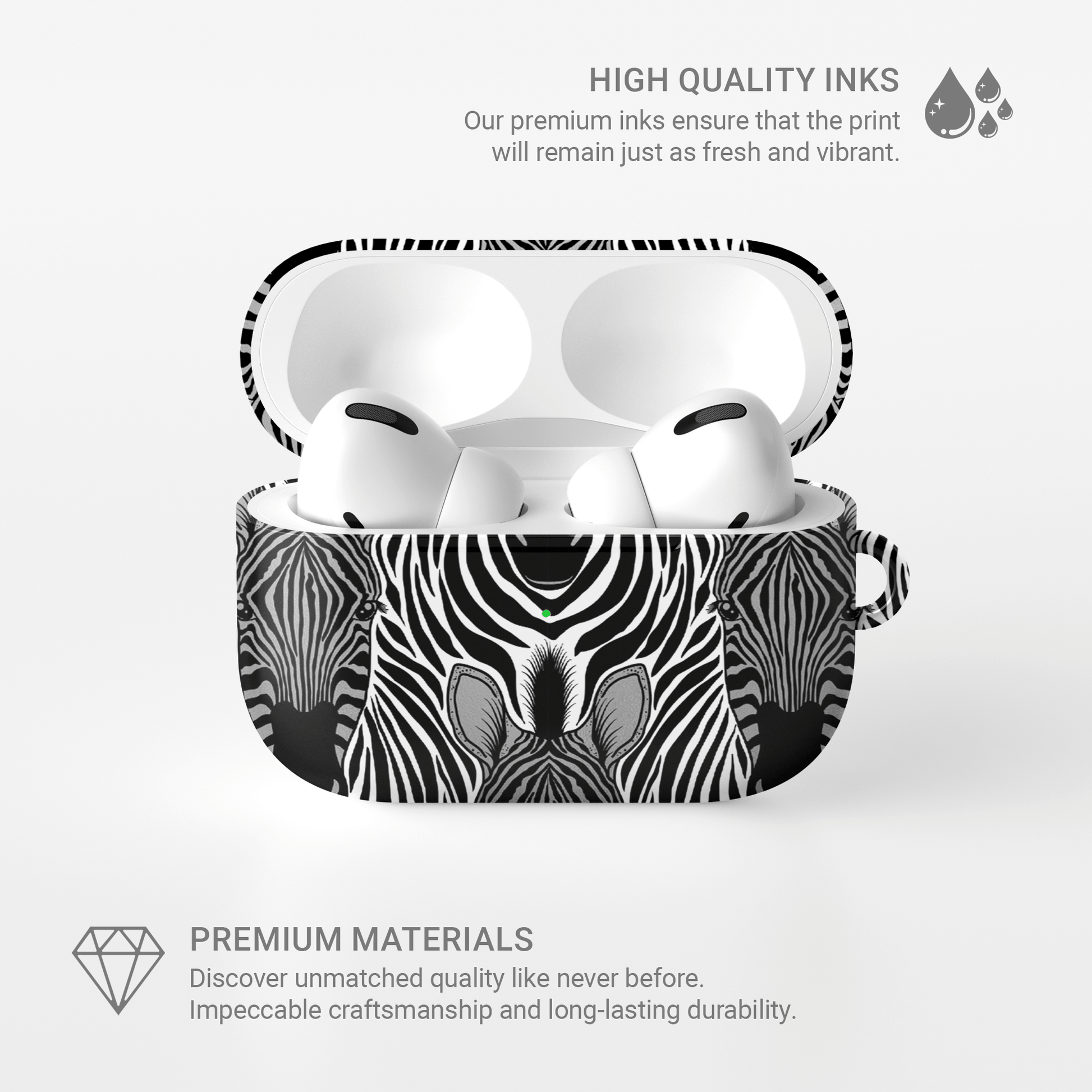 Case and Charm | Zebra Print Savanna Standoff Protective Apple AirPods Tough Case - Tech Accessories