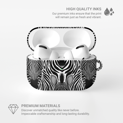 Case and Charm | Zebra Print Savanna Standoff Protective Apple AirPods Tough Case - Tech Accessories