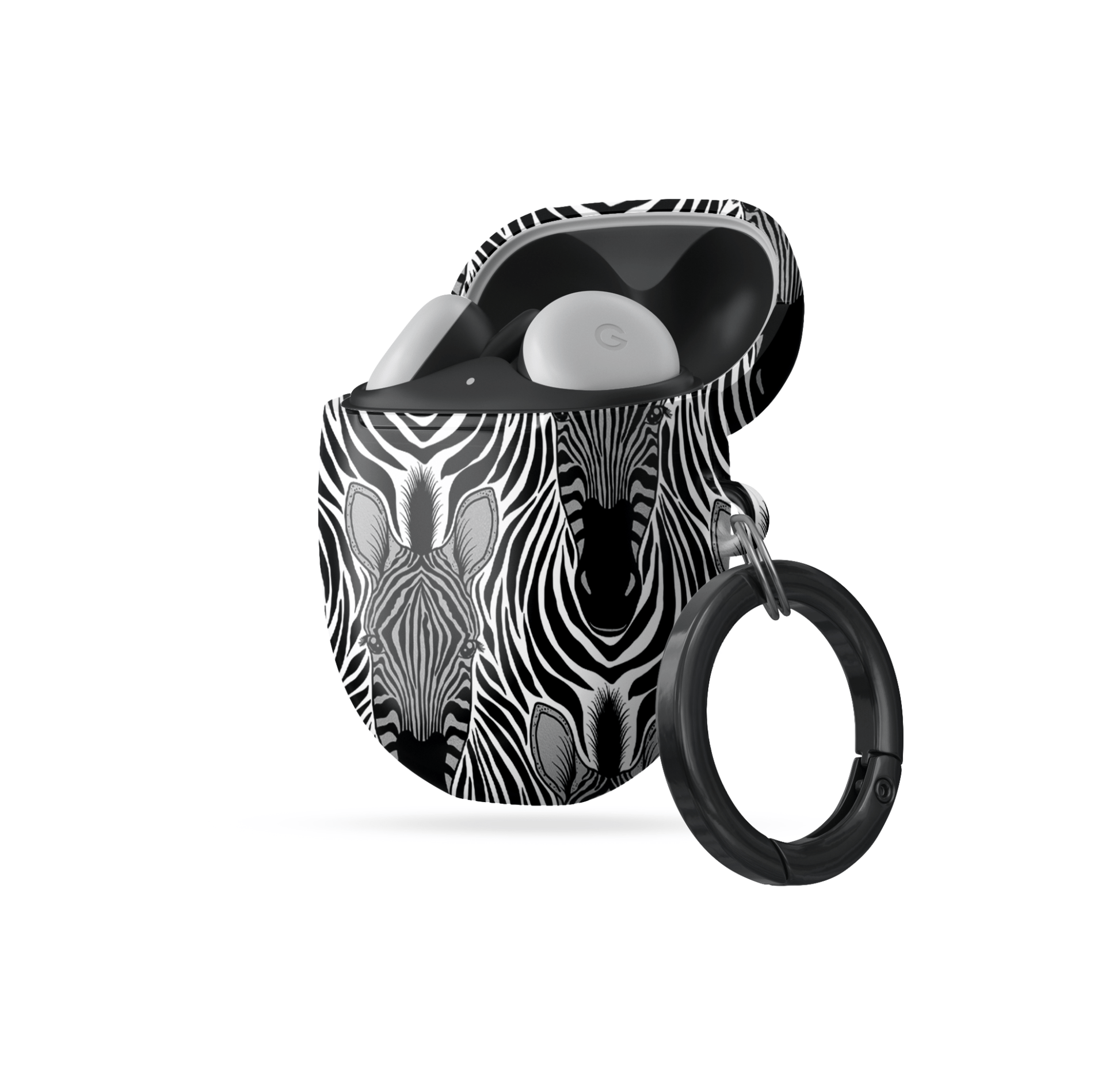 Case and Charm | Zebra Print Savanna Standoff Protective Google Pixel Buds Tough Case - Tech Accessories