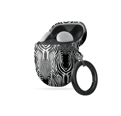 Case and Charm | Zebra Print Savanna Standoff Protective Google Pixel Buds Tough Case - Tech Accessories