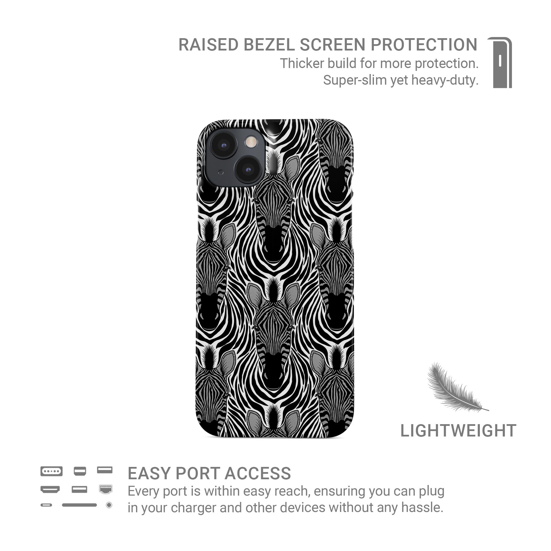Zebra print protective phone case