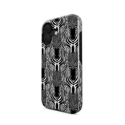 Zebra print tough protective phone case for iPhone, Samsung and Pixel