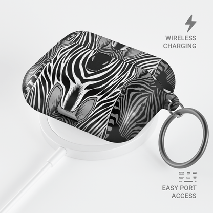 Case and Charm | Zebra Print Savanna Standoff Protective Apple AirPods Tough Case - Tech Accessories