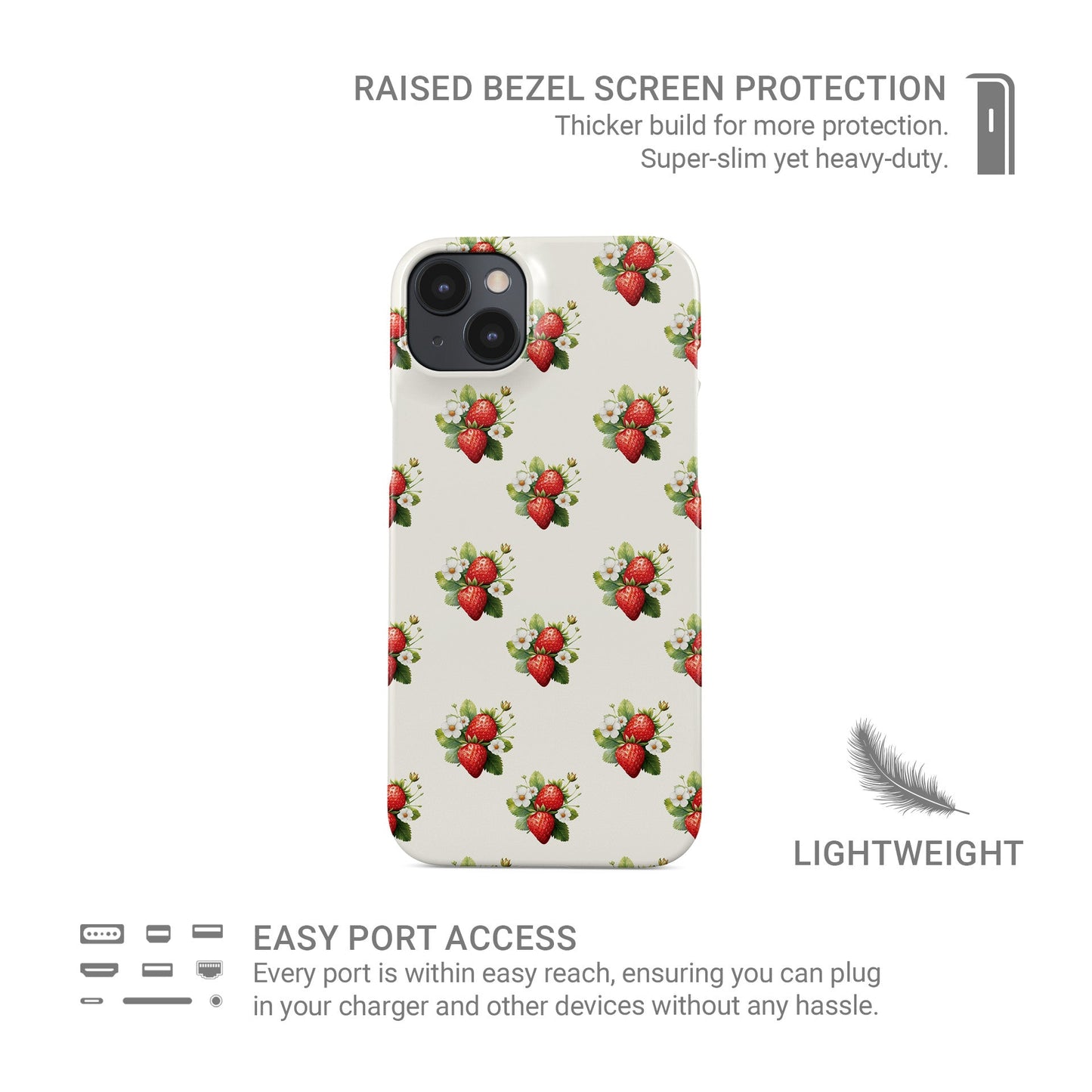 Case and Charm Strawberry protective phone case