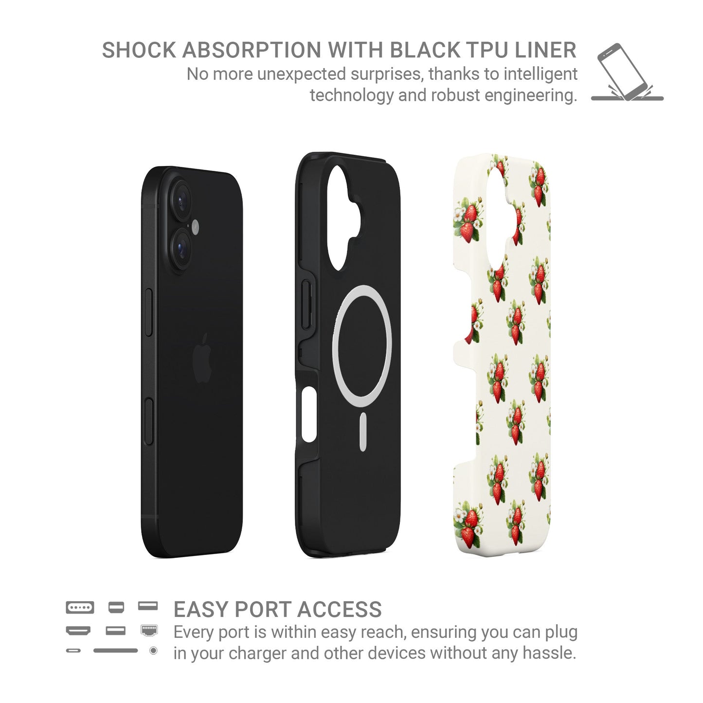 Case and Charm Strawberry MagSafe tough protective phone case