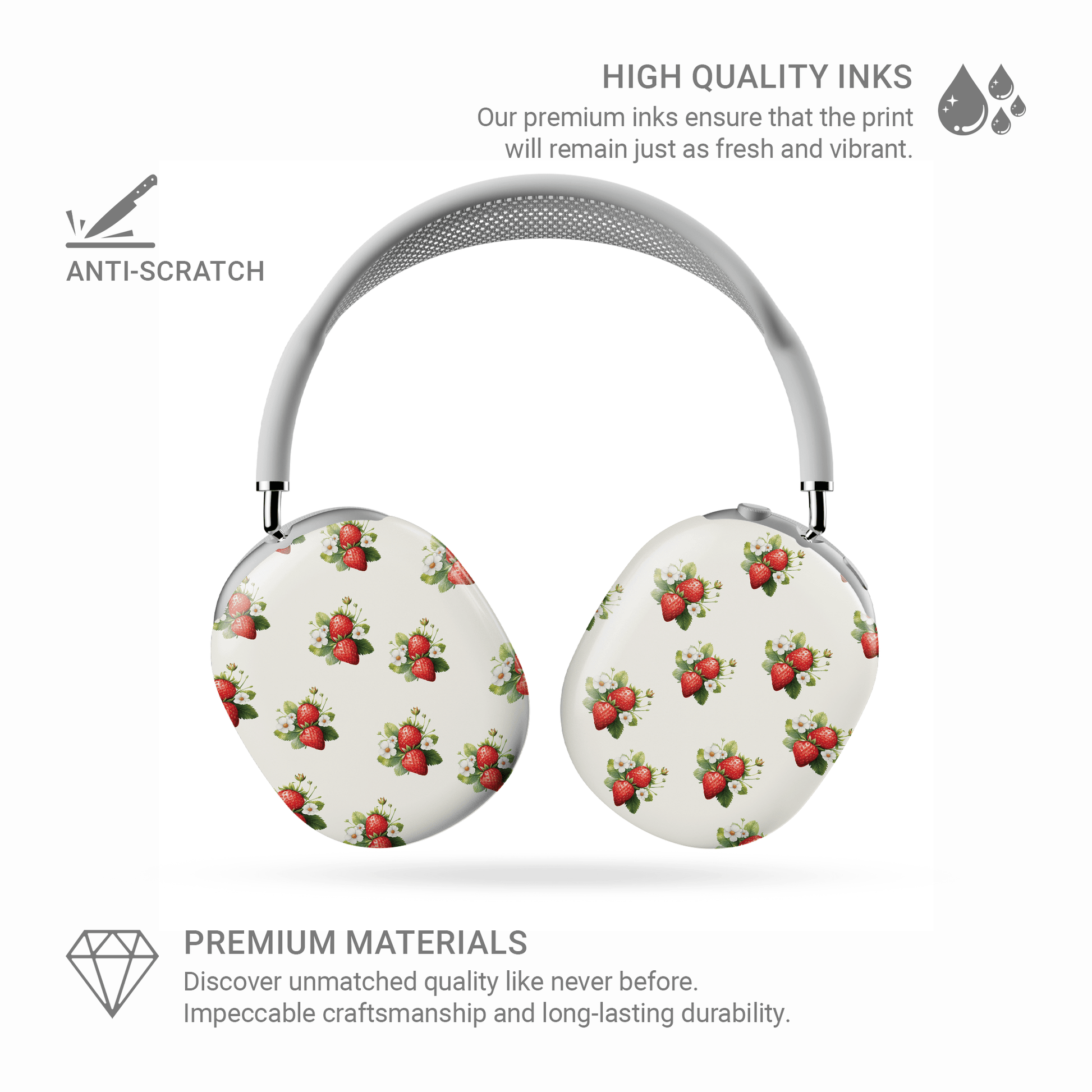 Case and Charm Strawberry Bliss | Protective Apple AirPods Max Tough Case - Case & Charm