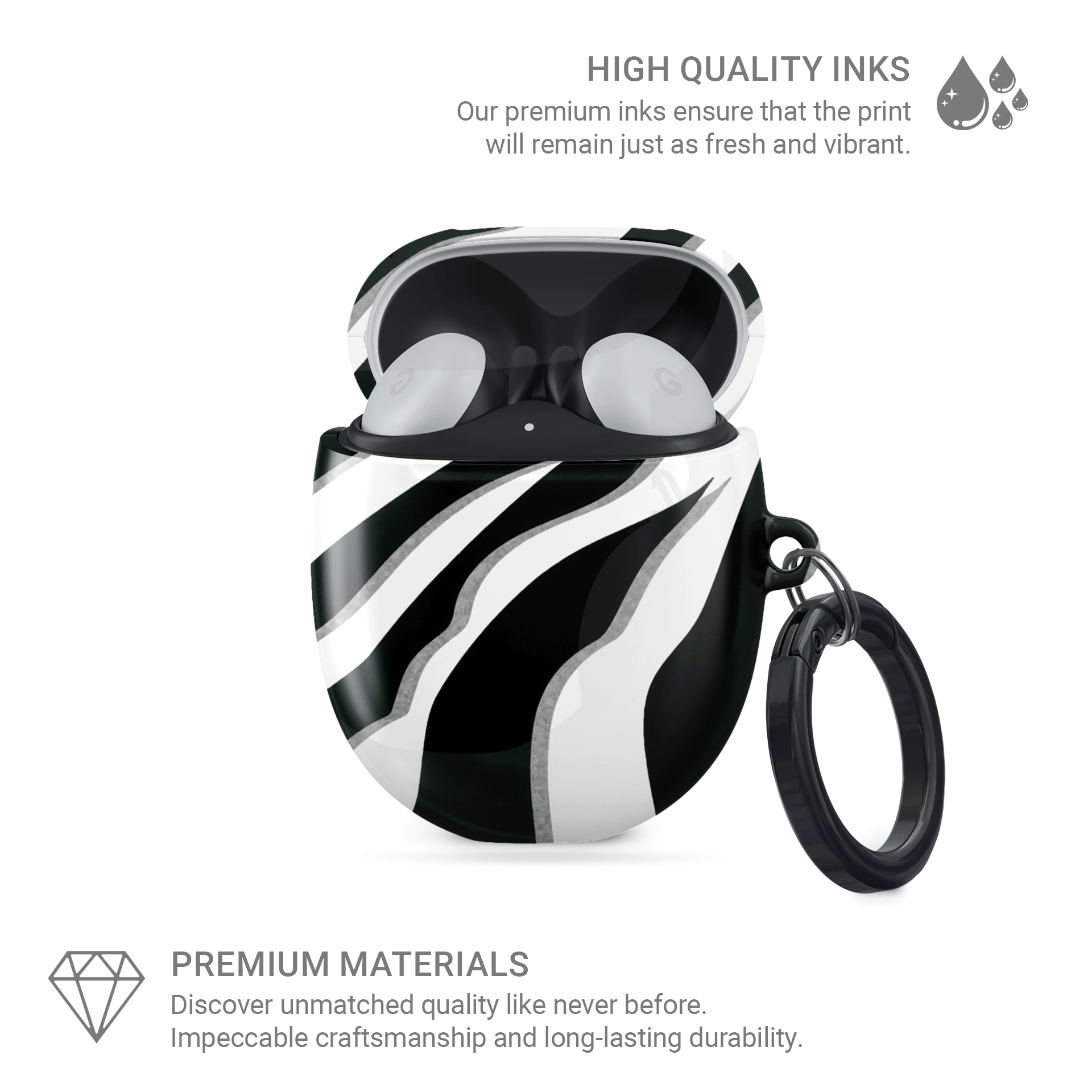 Case and Charm | Zebra Print Nocturnal Stride Protective Samsung Buds Tough Case - Tech Accessories