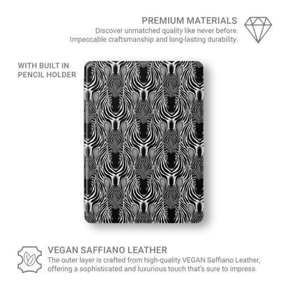 Case and Charm | Zebra Print Savanna Standoff Protective Apple iPad Vegan Leather Case - Tech Accessories