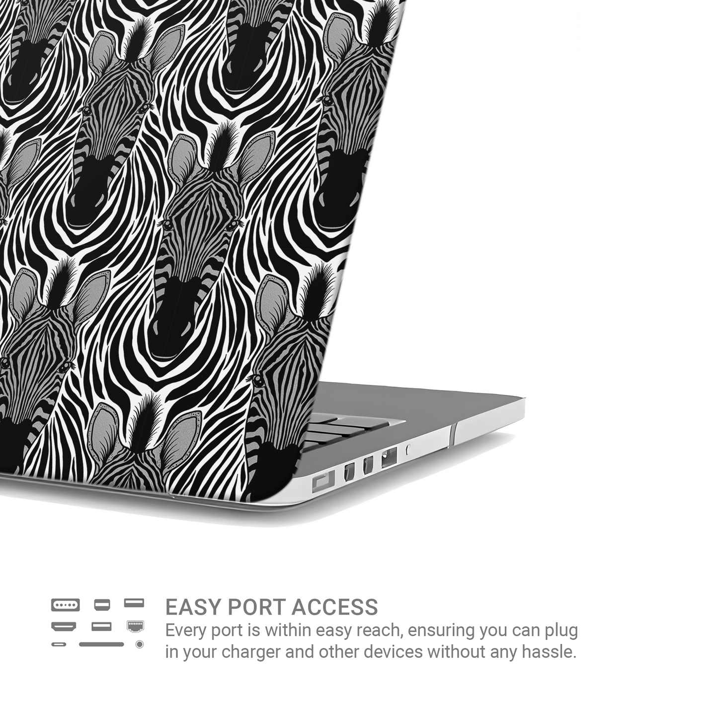Case and Charm | Zebra Print Savanna Standoff Protective MacBook Case - Tech Accessories