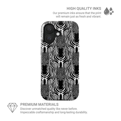 Zebra print tough protective phone case for iPhone, Samsung and Pixel