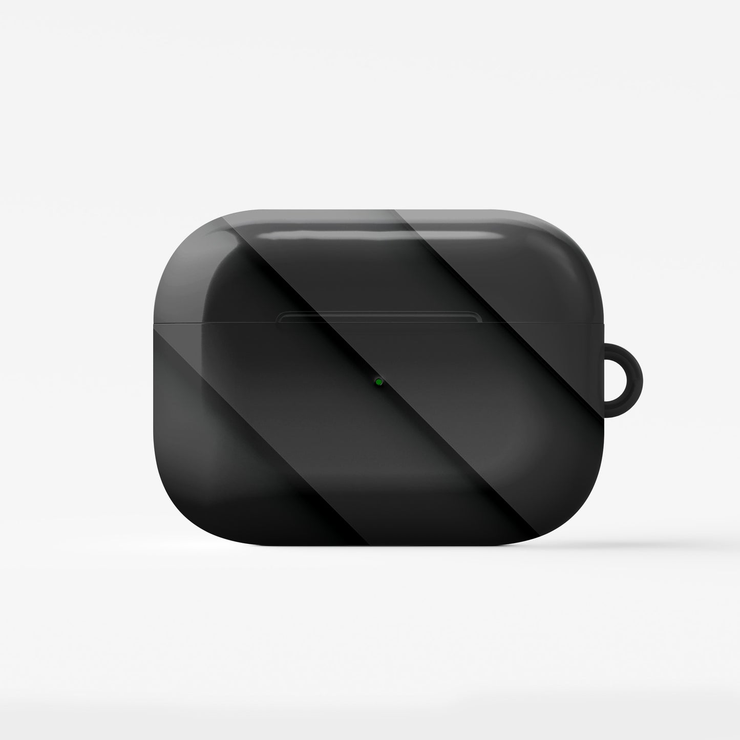 Midnight Panels AirPods tough case with smooth diagonal panel print and glossy black finish