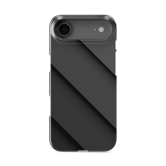 Smooth diagonal layered-panel artwork printed on a glossy slim snap phone case in matte black tones.