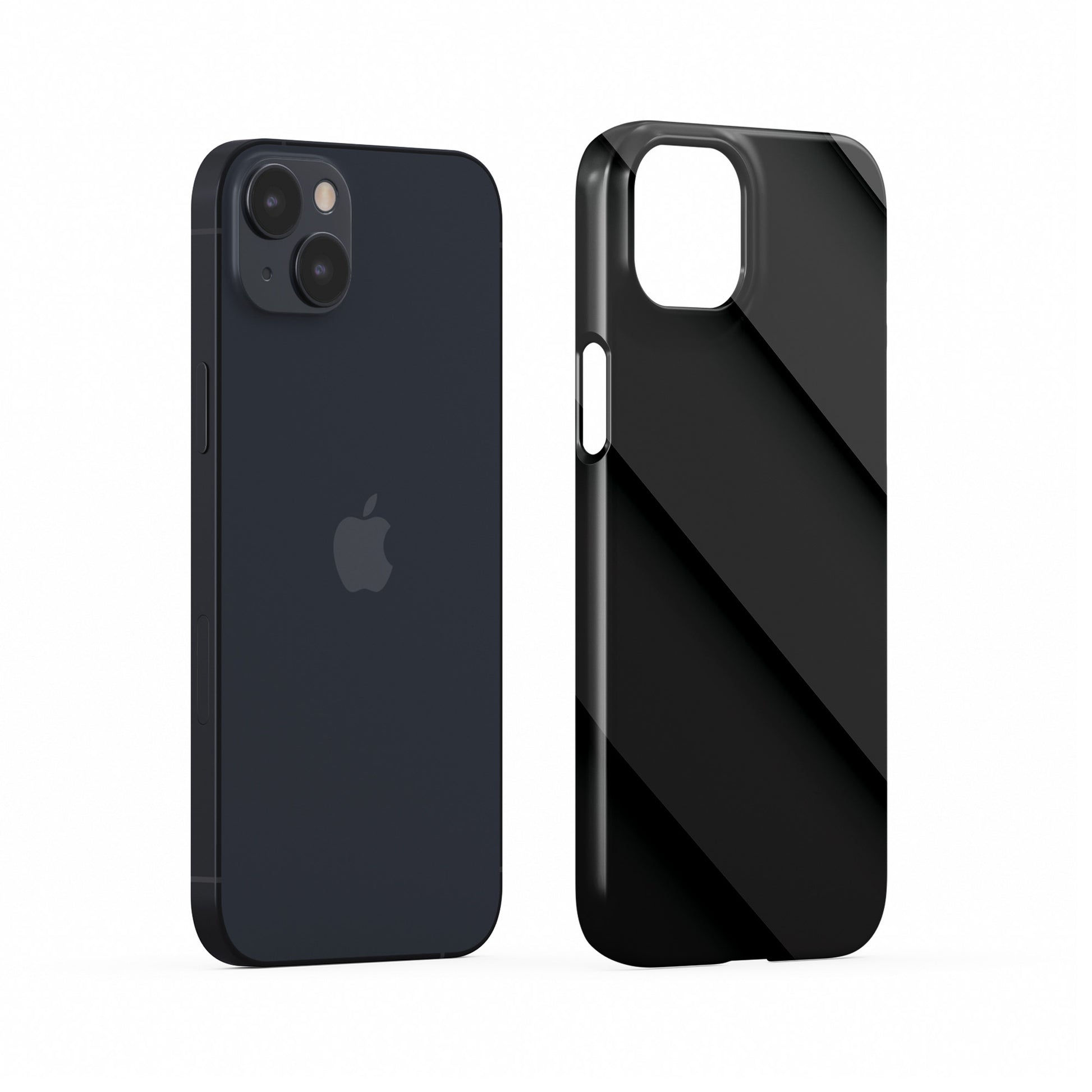 Smooth diagonal layered-panel artwork printed on a glossy slim snap phone case in matte black tones.