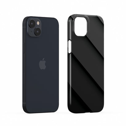 Smooth diagonal layered-panel artwork printed on a glossy slim snap phone case in matte black tones.