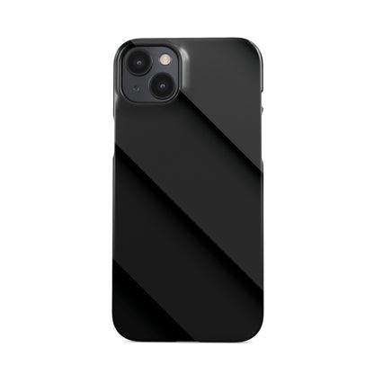 Smooth diagonal layered-panel artwork printed on a glossy slim snap phone case in matte black tones.