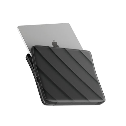Midnight Panels MacBook case with dark diagonal panel design and slim padded laptop sleeve finish
