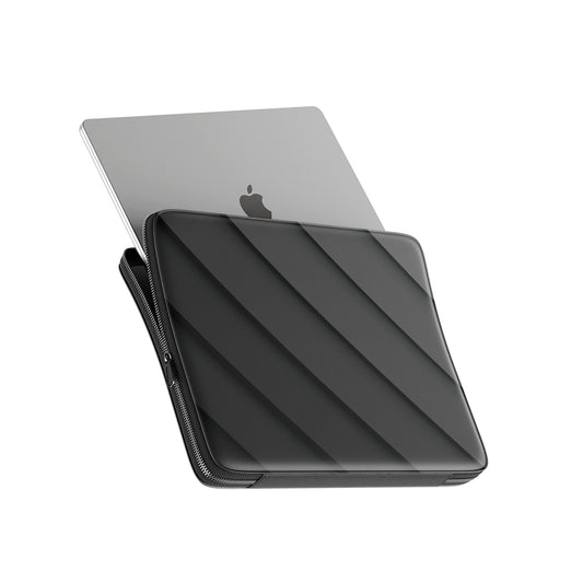 Midnight Panels MacBook case with dark diagonal panel design and slim padded laptop sleeve finish