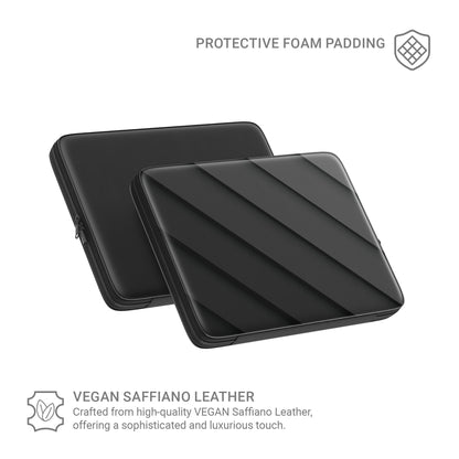 Midnight Panels MacBook case with dark diagonal panel design and slim padded laptop sleeve finish