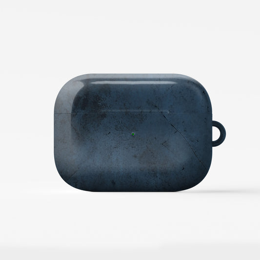 Midnight Smoke AirPods tough case with dark blue smoky texture and glossy hard shell finish