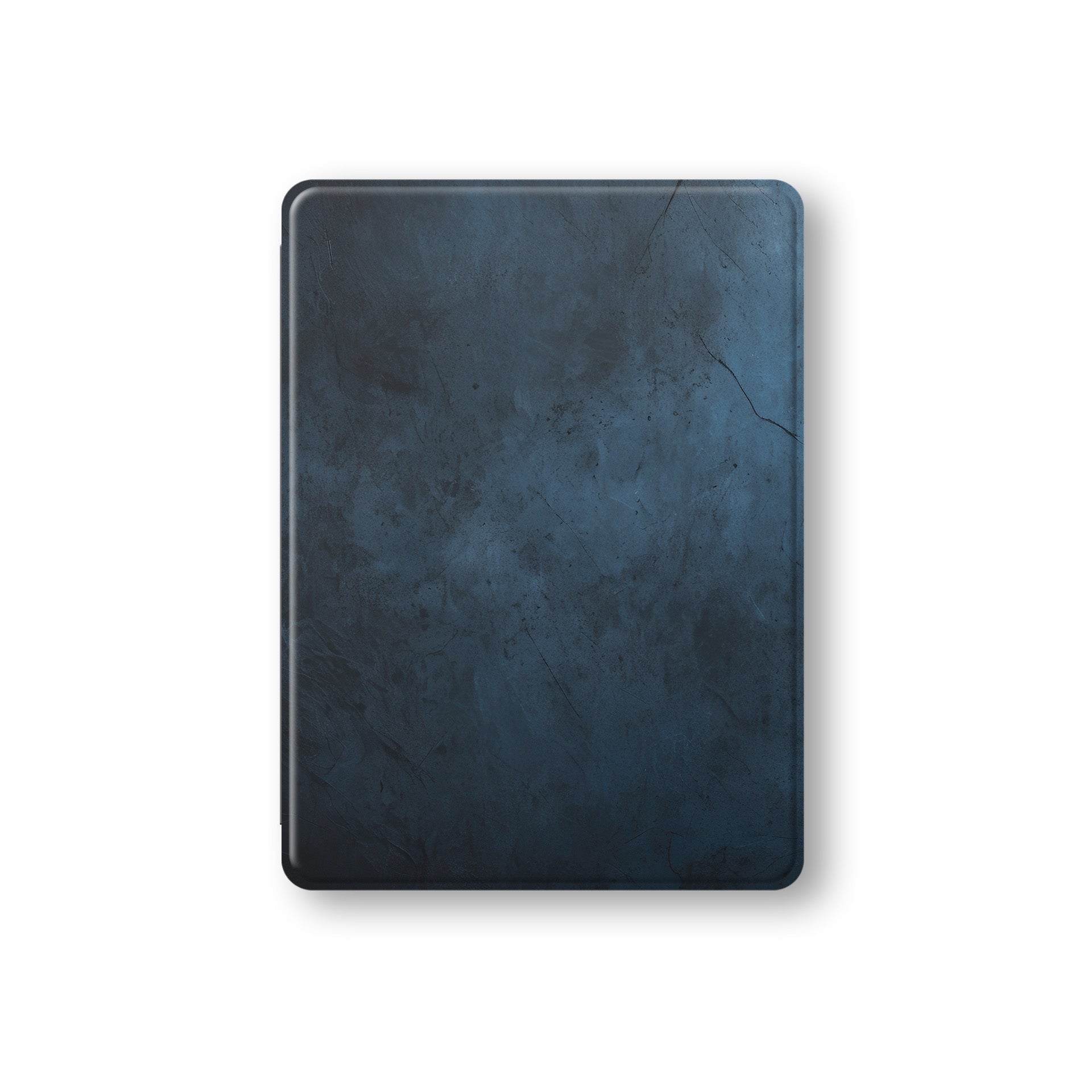 Midnight Smoke Apple iPad case with deep blue stone texture, vegan leather finish and Apple Pencil holder