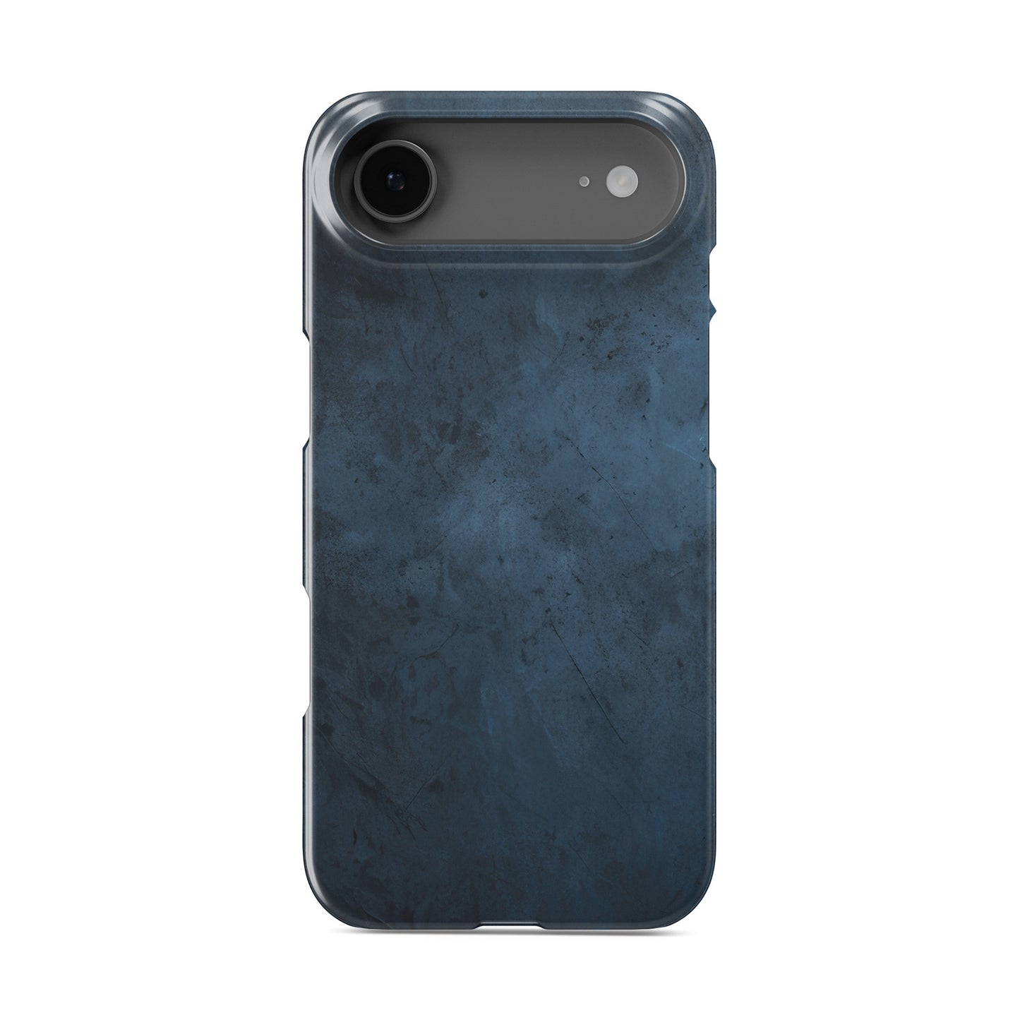 Moody blue smoky texture slim snap phone case with soft concrete inspired shading and a glossy finish