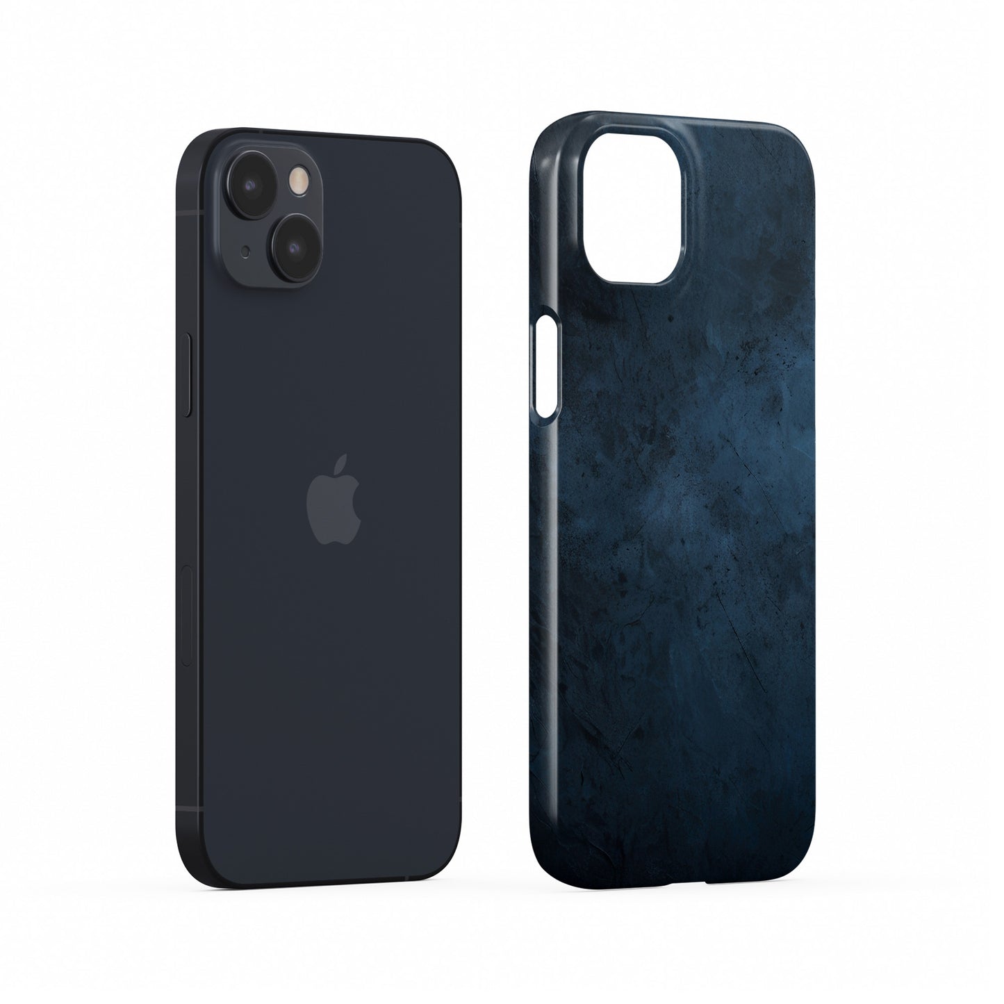 Moody blue smoky texture slim snap phone case with soft concrete inspired shading and a glossy finish