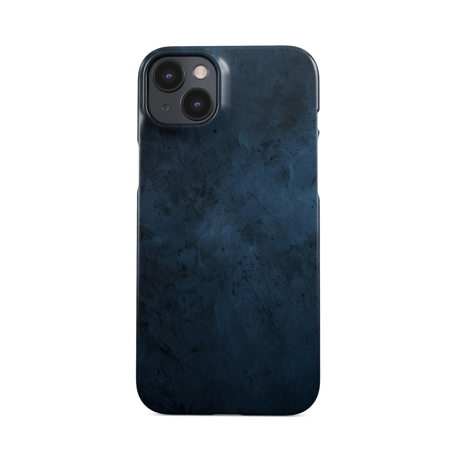 Moody blue smoky texture slim snap phone case with soft concrete inspired shading and a glossy finish