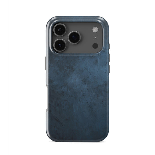 Dark blue smoky textured tough phone case with subtle concrete inspired shading and a modern atmospheric finish