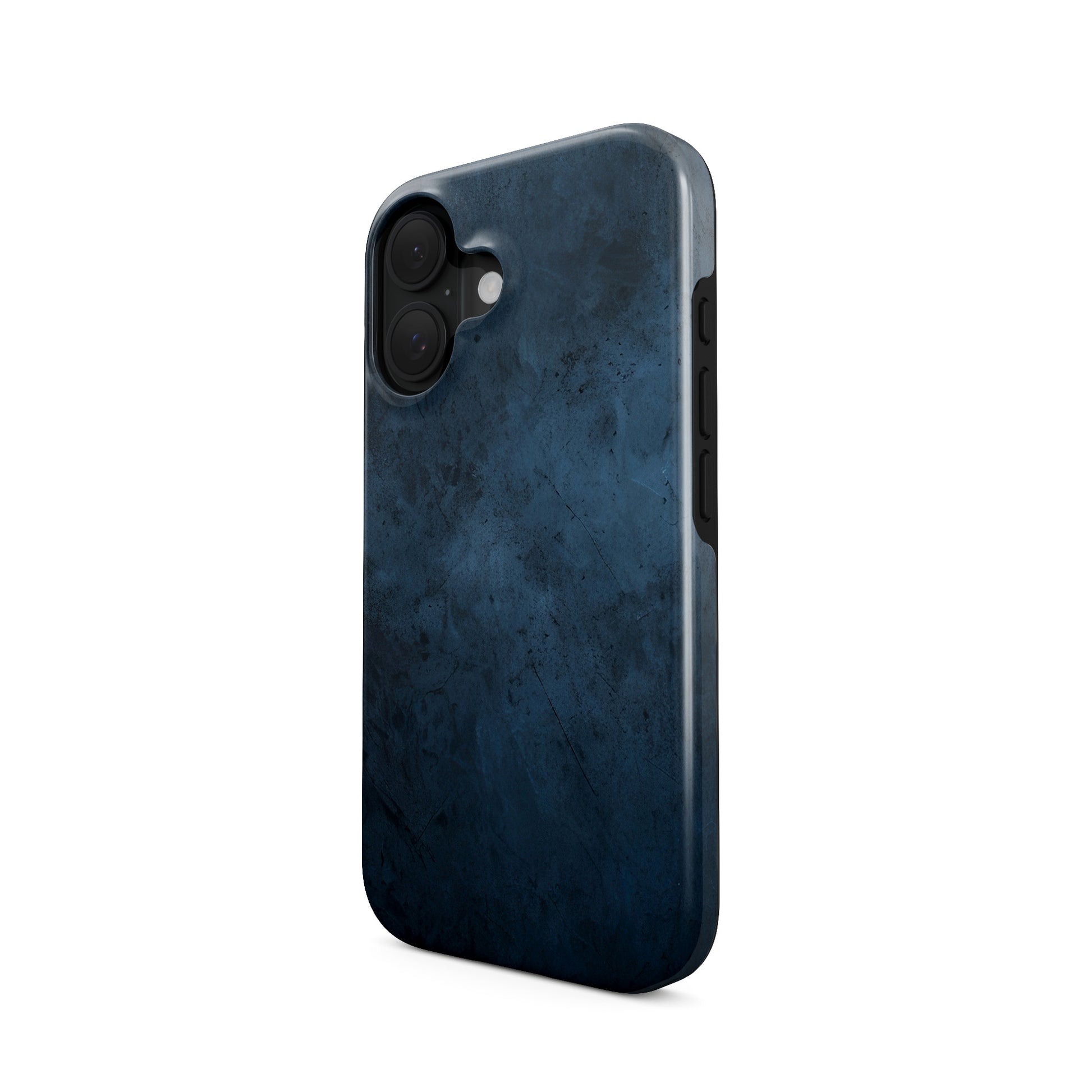 Dark blue smoky textured tough phone case with subtle concrete inspired shading and a modern atmospheric finish