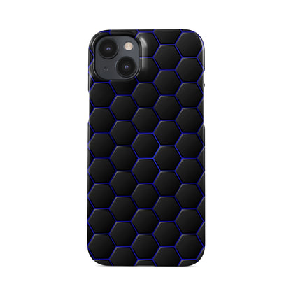 Midnight Voltage snap phone case with blue neon hexagon pattern on dark background