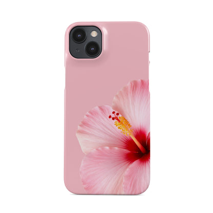 Pink hibiscus flower Snap Phone Case design with a soft pink background, tropical floral petals and a feminine glossy phone case style.