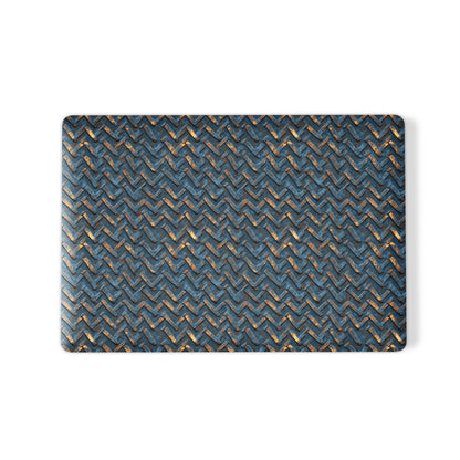Rustfire Chevron laptop case with blue and rust industrial chevron pattern and slim matte hard shell finish