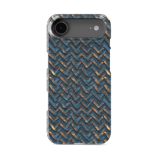 Blue and copper distressed chevron metal pattern slim snap phone case with glossy finish
