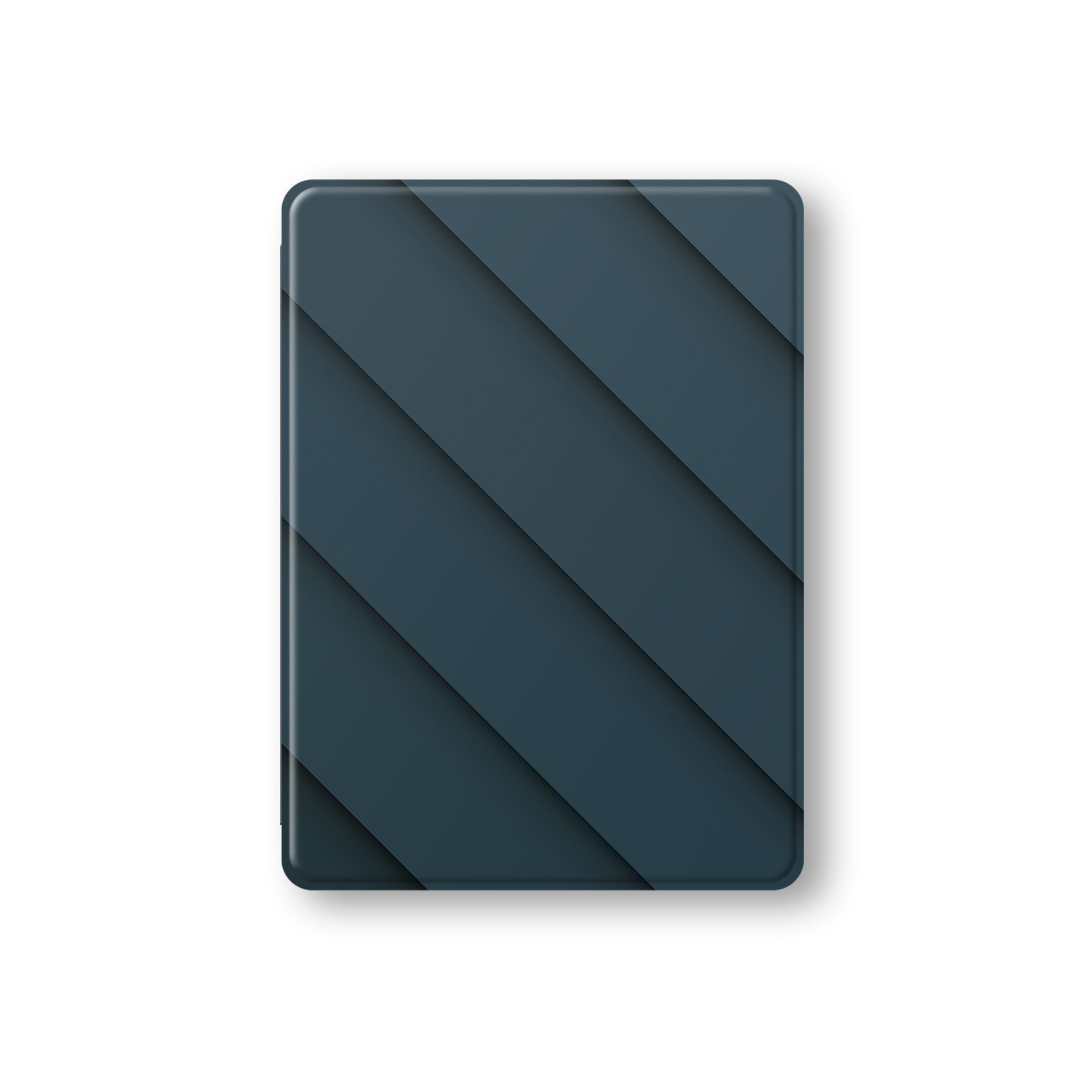 Shadowline Panels Apple iPad case with blue diagonal design, vegan leather finish and Apple Pencil holder