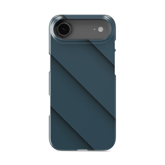 Deep blue diagonal layered slim snap phone case with glossy modern shading and minimal geometric design