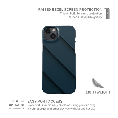 Deep blue diagonal layered slim snap phone case with glossy modern shading and minimal geometric design