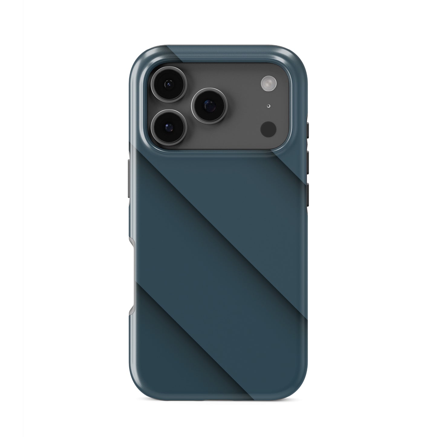 Deep blue diagonal layered panel pattern tough phone case with sleek modern shading