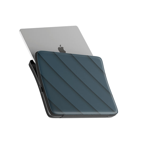 Shadowline Panels MacBook case featuring deep blue diagonal layered design with a clean modern finish