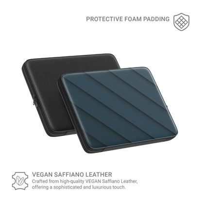 Shadowline Panels MacBook case featuring deep blue diagonal layered design with a clean modern finish