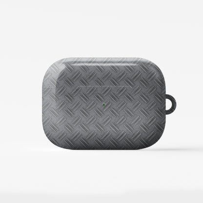 Titan Treadwork AirPods tough case with grey tread plate print and glossy finish